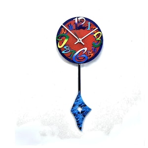 TIME R-Very Cool Clock-Small Wall Clock-Round Clock-Unique Wall Clock-Pendulum Clock-Colorful Clock-Office Clock-Unique Gift-Cool Gift-