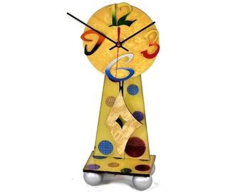 ESCRITORIO AMARILLO-Relojes muy frescos-Relojes de mesa-Relojes de péndulo-Relojes modernos-Amarillo-Relojes abstractos-Relojes únicos-Relojes de oficina-Decoración del hogar-Regalo