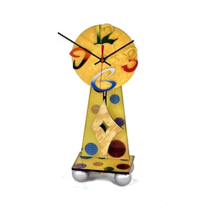 YELLOW DESK-Very Cool Clocks-Table Clocks-Pendulum Clocks-Modern Clocks-Yellow-Abstract Clocks-Unique Clocks-Office Clocks-Home Decor-Gift