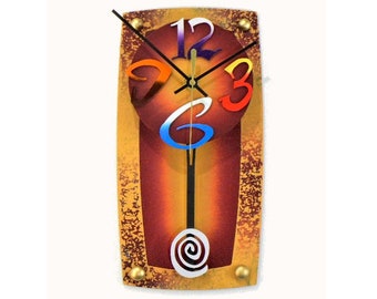 TV3-Very Cool Clocks-Modern Wall Clocks-Pendulum Clocks-Unique Clocks-Abstract Clocks-TV-Hand Painted-Home Decor-Office-Great Gift