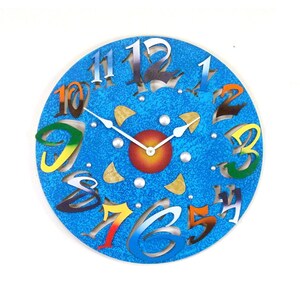 BIG TIME BLUE-Very Cool Clocks-Modern Clock-Large Round Clock-Abstract Clock-Unique-Colorful Clock-Home Decor-Office Clock-Cool Gift