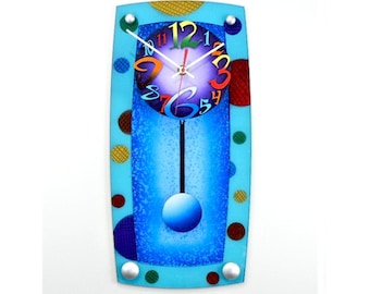 LG TV 5-Very Cool Clocks-Modern Wall Clocks-Pendulum Clocks-Hand Painted-Abstract Clocks-Colorful Clocks-TV-Home Decor-Office-Great Gift