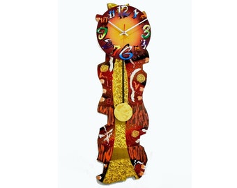 LG ABSTRACT GOLD-Very Cool Clocks-Modern Wall Clocks-Swinging Pendulum Clocks-Colorful Clocks-Abstract-Unique Clocks-Home Decor-Office-Gifts
