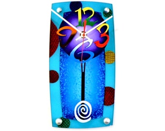 TV5 - Very Cool Clocks - Wall Clocks - Rectangle - Pendulum - Hand Painted - Colorful - Home Decor - Office - Wall Art - TV - Great Gift