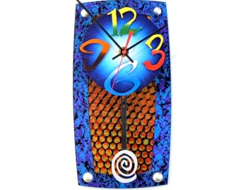 TV11-Very Cool Clocks-Modern Wall Clocks-Pendulum Clocks-Unique Clocks-Abstract-Hand Painted-Colorful-Home Decor-Office-TV-Great Gift