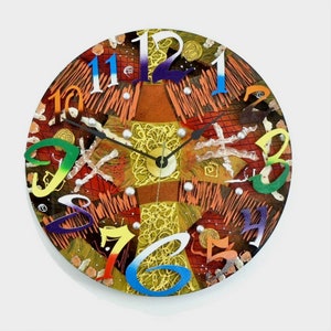 Small Time Abstract Gold-Very Cool Clocks-Modern Wall Clocks-Round Clocks-Circle Clocks-Abstract Clocks-Colorful-Home Decor-Office-Gift