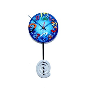 TIME BB-Very Cool Clocks-Modern Wall Clocks-Swinging Pendulum-Round Clock-Wall Clock-Home Decor-Colorful Clock-Office Clock-Cool Gift