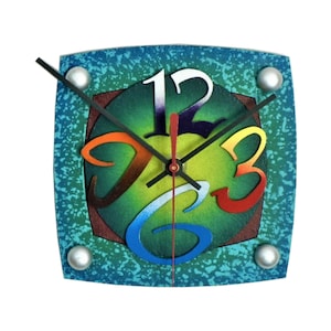 TV V-Very Cool Clocks-Small Wall Clocks-Modern Wall Clocks-Abstract Clocks-Unique Clocks-Teal Clock-Home Decor-Office Clocks-TV-Great Gift