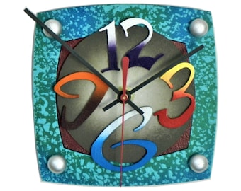 TV C-Very Cool Clocks-Modern Clocks-Small Wall Clocks-Abstract Clocks-Unique Clocks-Colorful-Home Decor-Office Clocks-Great Gift