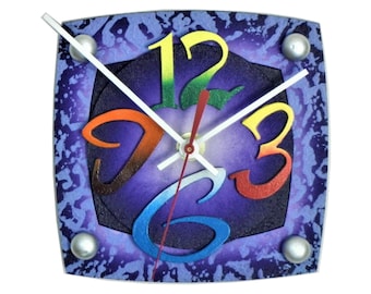 TV D-Very Cool Clocks-Modern Clocks-Small Wall Clocks-Purple Clocks-Abstract Clocks-Unique Clocks-Office Clocks-Home Decor-Great Gift