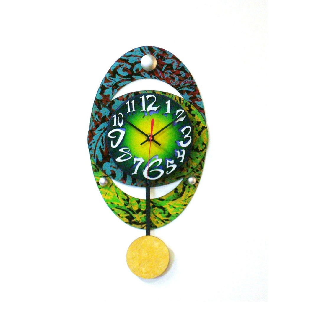 OVAL Avery Cool Clockmodern Wall Clockswinging Pendulum Etsy