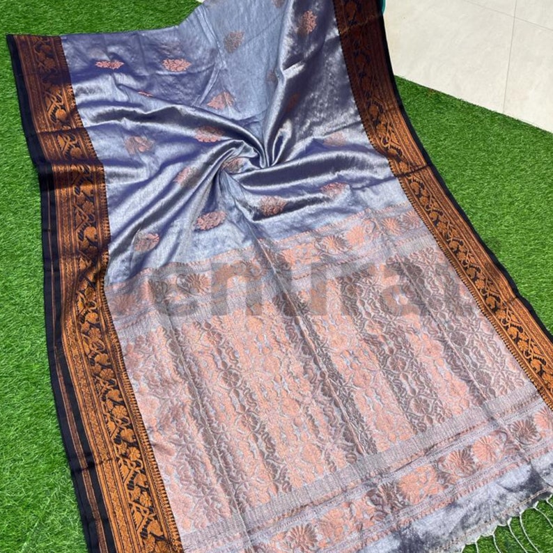 Exquisite Tissue Jamdani Saree Handwoven Elegance Saree for Special Occasions Silk Cotton Blend Saree Shimmering Texture Indian Ethnic Sari COLOUR-3