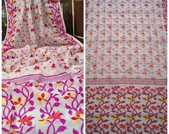 Authentic Dhakai Jamdani Saree for Womens Soft Jamdani Saree Comfortable Rich Work Handloom Jamdani Sari Gift for wife