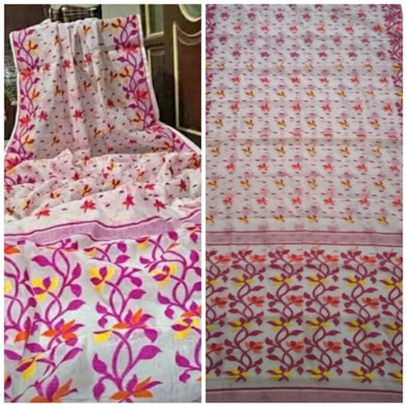 Authentic Dhakai Jamdani Saree for Womens Soft Jamdani Saree Comfortable Rich Work Handloom Jamdani Sari Gift for wife