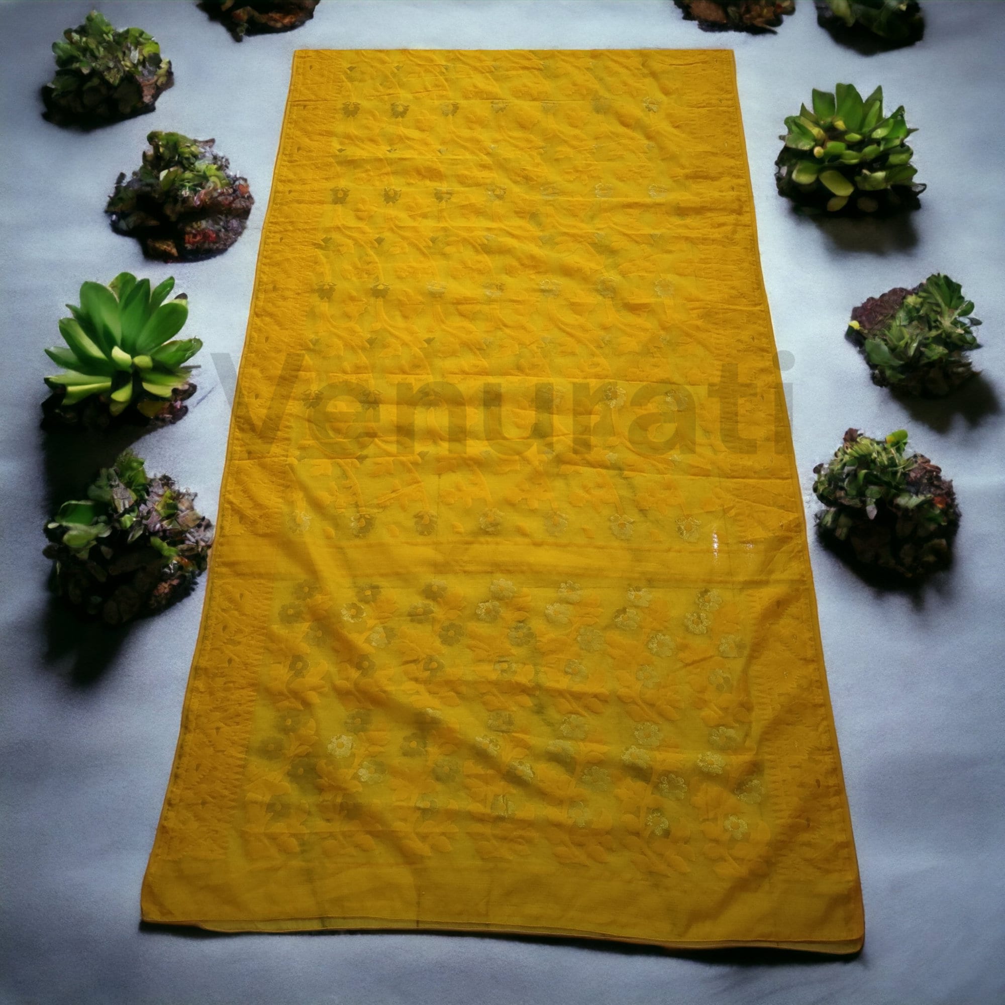Sari Nayantara Dhakai Jamdani In Cotone E Khadi - Bianco - Taglia Unica Donna - Fatto A Mano