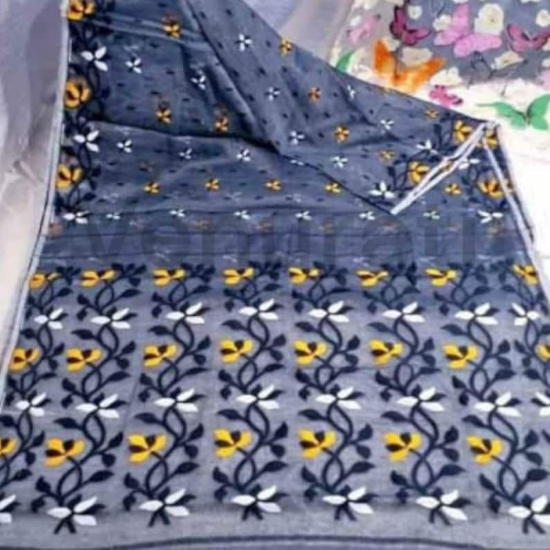 Authentic Dhakai Jamdani Saree for Womens Soft Jamdani Saree Comfortable Rich Work Handloom Jamdani Sari Gift for wife COLOUR-7