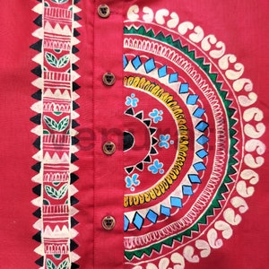 Hand painted Pure Cotton Kurta for Men's, Indian Style Men's Kurta, Handpaint Punjabi for Men's, Anniversary Gift image 4