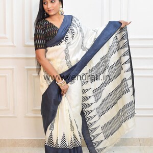 Alpana Print Pure Silk Saree with Printed Blouse Piece