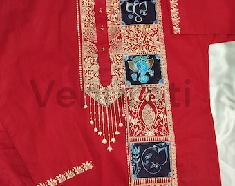 Hand painted Pure Cotton Kurta for Men's, Indian Style Men's Kurta, Handpaint Punjabi for Men's, Gift for Boyfriend