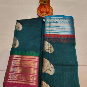 Auténtico sari de seda Kota Gadwal con blusa de diseñador Bollywood Silk Saree de VENURATI