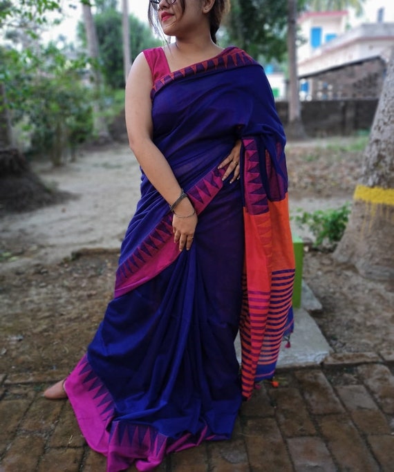 temple border khadi cotton saree