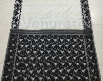 Handcrafted Designer Dhakai Jamdani Saree Rich Texture Jamdani Work, Soft Dhakai Jamdani Saree Authentic Dhakai from West Bengal