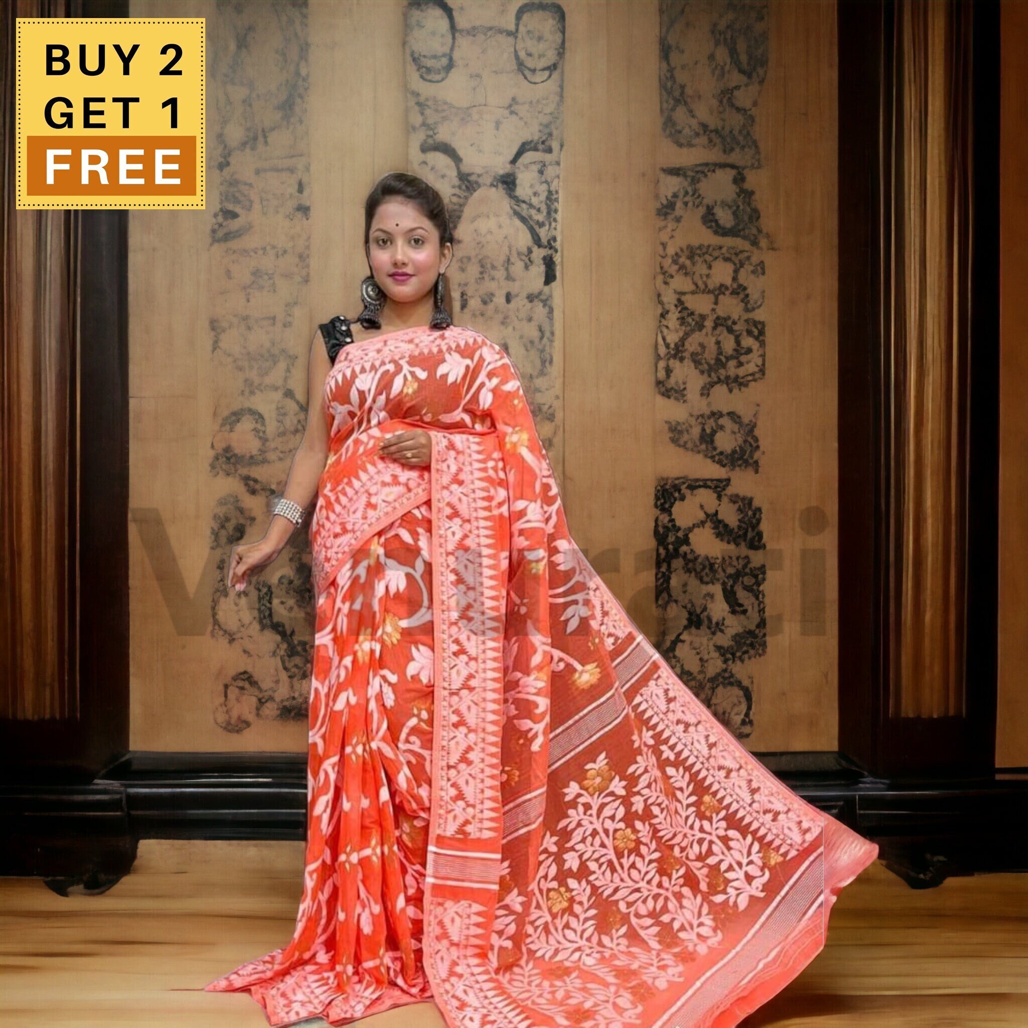 Authentic Dhakai Jamdani Saree Floral Work Jamdani Saree Soft - Etsy UK