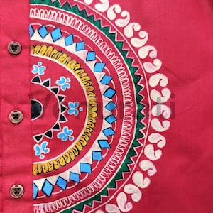 Hand painted Pure Cotton Kurta for Men's, Indian Style Men's Kurta, Handpaint Punjabi for Men's, Anniversary Gift image 3