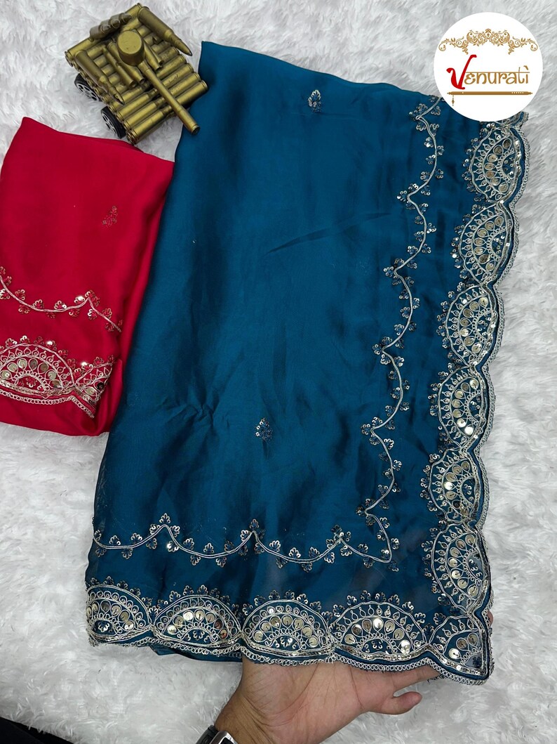 Black Crystal Rangoli Silk Saree With Sequin & Cording Work | Designer ...