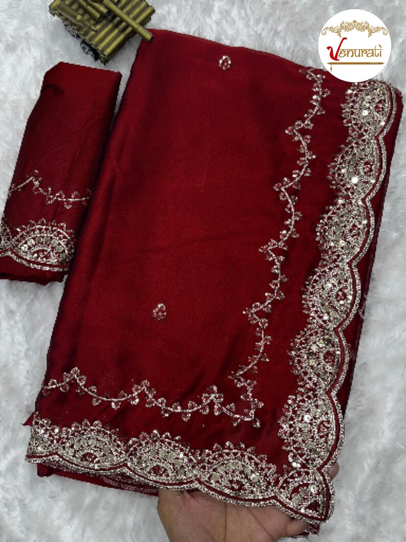 Black Crystal Rangoli Silk Saree With Sequin & Cording Work | Designer ...