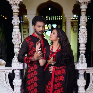 Couple dress for durga puja hot sale