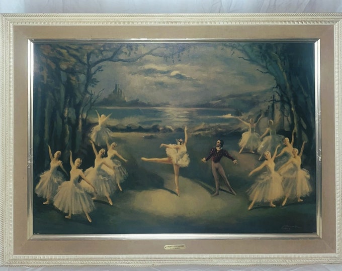 Swan Lake by Carlotta Edwards Vintage 1950s Print Turner Manufacturing Company