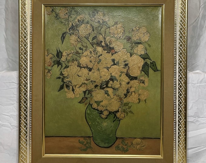 Vincent Van Gogh - White Roses Custom IMCO Print #59 Framed