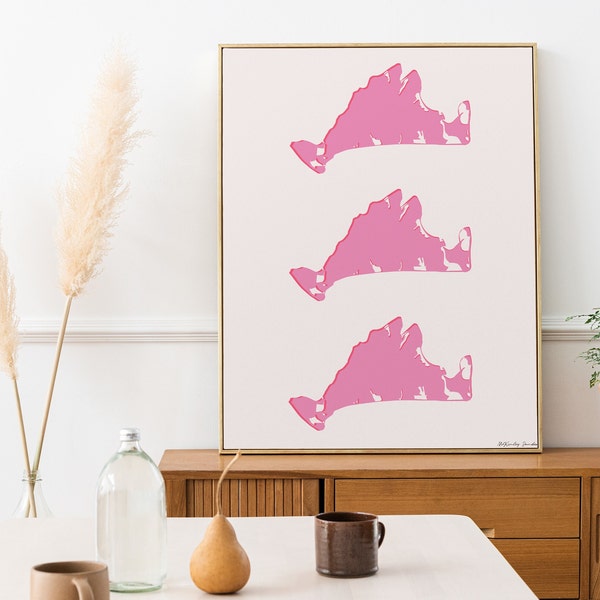 Pink Martha’s Vineyard Island Map Print