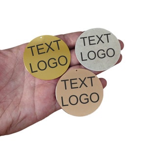 Benutzerdefinierte Lasergravur Tag, Schmuck personalisierte große runde Scheibe Tag, individuelles Logo-Tag, 52 mm x 0,5 mm (Dicke) - 1 Loch