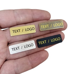 Custom Clothing Labels  Personalized  Tag, Rectangle Custom Logo Blanks , 0.8 x 10 x 30 mm ,( No Hole ) , Clothing Label Laser Engraving