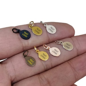 Custom Oval Laser Engraved  Tag , Jewelry Personalized Tag  ,Custom Logo Tag , 0.5x6.5x11 mm , With Jumpring Attached Findings  KNN23