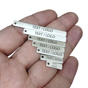 Custom Laser  Metal Tag , Antique Silver  Customized Rectangle Laser Necklace - Pendant Tag , Customized Tag , Personalized Tag