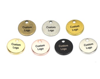 Custom Laser Engraved  Tag , Jewelry Personalized Tag  ,Custom Logo Tag , 10 mm x 0.8 mm ( Thickness ) , Findings  KNN31