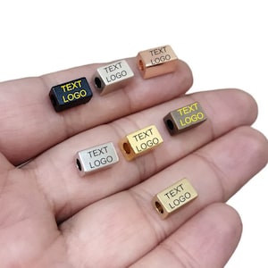Personalized Square  Spacers Bead , Laser Engraved Bead , 6x6x10 mm ,Hole Size: 3.2 mm , Custom Bead Findings  KNN75