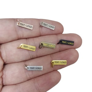 Custom Laser Engraved  Tag , Rectangle Jewelry Personalized Tag  ,Custom Logo Tag , 0.8 x 4 x 14  mm  , Customized Tag