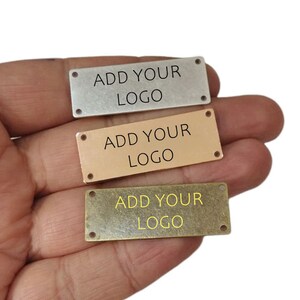 Clothing Metal Tag , Customized Rectangle Clothes Tag  , 0.8 x 15 x 40 mm (5 / 8 " x 1 9/ 16 " ) , Customized Tag - 4 Hole