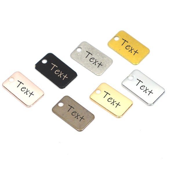 Custom Laser Engraved  Tag , Rectangle Custom Logo Charms   ,Custom Logo Tag ,10x6x0.5 mm , Findings  KNN48