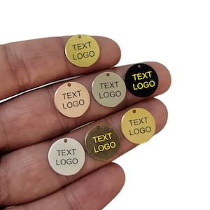 Custom Laser Engraved  Tag , Jewelry Personalized Tag  ,Custom Logo Tag , 14 mm x 0.8 mm ( Thickness ) , Findings