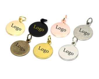 Custom Laser Engraved  Tag , Jewelry Personalized Tag  ,Custom Logo Tag  With Jump Ring , 12 mm x 0.8 mm ( Thickness ) , Findings  KNN7