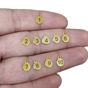 Personalized  Round Number Charms  , Capital Number Charms ,  6 mm  Mini  Tag  , Round Number Tag