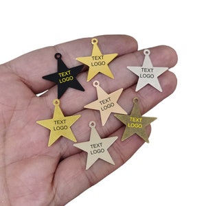 Personalized Star Tag  , Custom Logo Tag  ,  23 x 24  mm , Jewelry  Customized Logo  Blanks , Jewelry Logo  Tag