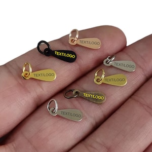 Custom Laser Engraved  Tag , Jewelry  Brand  Tag  ,Oval Custom Logo Tag With Jump Ring , 0.8 x 4.5 x 12 mm , Findings
