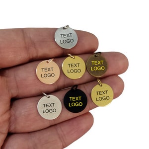 Custom Laser Engraved  Tag , Jewelry Personalized Tag  ,Custom Logo Tag With Jump Ring , 14 mm x 0.8 mm ( Thickness ) , Findings