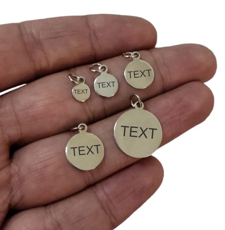 Benutzerdefinierte Laser gravierte Anhänger, Rhodium überzogene Schmuck personalisierte Anhänger, benutzerdefinierte Logo-Tag mit Biegering, optional Größe x 0,8 mm dick